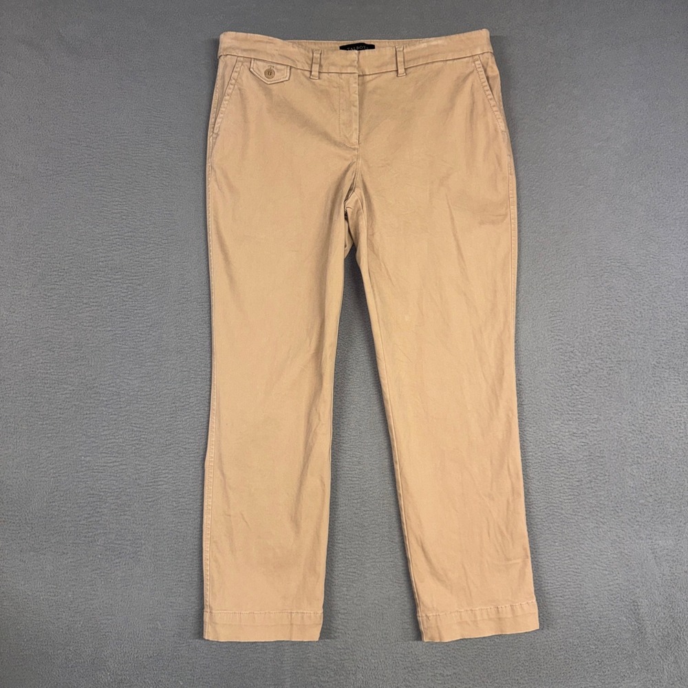 Talbots Pants Womens 10P Brown Khaki Straight Leg Stretch Casual Business Chino